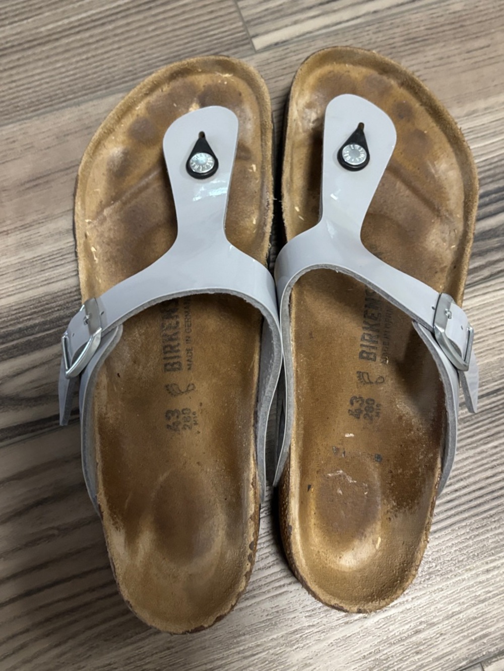 Birkenstock gray Patent Thong Sandals